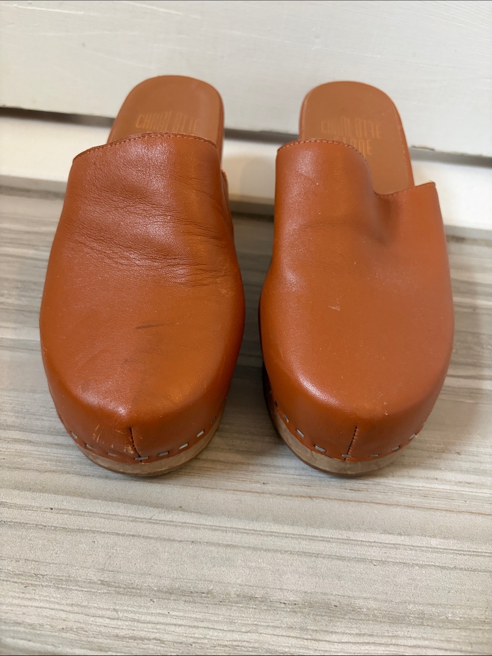 Leather Mule Clogs in Burnt Rust